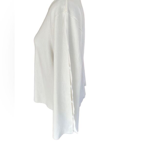 Milly white ribbed boxy style crew sweater with bell sleeves w/ cut outs size L - Picture 4 of 8